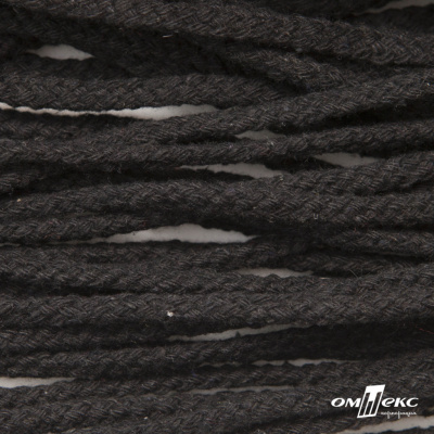 Шнур плетеный d-6 мм круглый, 70% хлопок 30% полиэстер, уп.90+/-1 м, цв.1078-черный - купить в Севастополе. Цена: 588 руб.