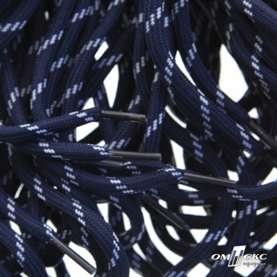 Шнурки #107-19, круглые 130 см, двухцветные цв.тём.синий/белый - купить в Севастополе. Цена: 22.14 руб.