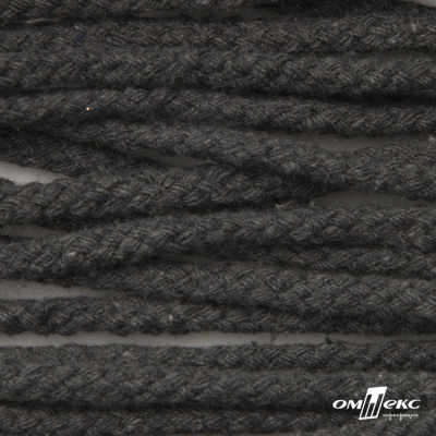 Шнур плетеный d-6 мм круглый, 70% хлопок 30% полиэстер, уп.90+/-1 м, цв.1088-т.серый - купить в Севастополе. Цена: 588 руб.