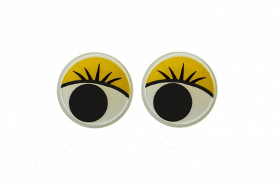 Глазки для игрушек, круглые, с бегающими зрачками, 12 мм/упак.50+/-2 шт, цв. -желтый - купить в Севастополе. Цена: 96.01 руб.