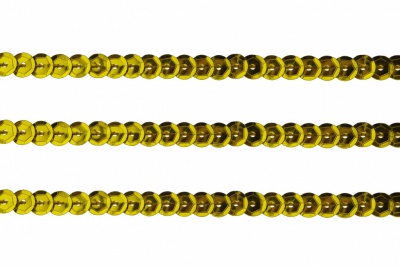 Пайетки "ОмТекс" на нитях, SILVER-BASE, 6 мм С / упак.73+/-1м, цв. А-1 - т.золото - купить в Севастополе. Цена: 468.37 руб.