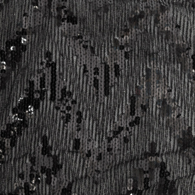 Трикотажное полотно с пайетками, шир.130 см, #311-бахрома чёрная - купить в Севастополе. Цена 1 183.35 руб.
