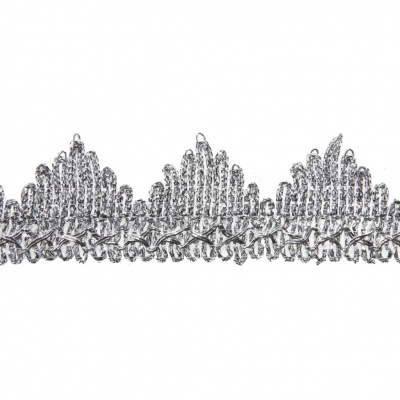 Тесьма металлизированная 0384-0240, шир. 40 мм/уп. 25+/-1 м, цвет серебро - купить в Севастополе. Цена: 490.74 руб.