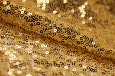 Сетка с пайетками №6, 188 гр/м2, шир.130см, цвет золото - купить в Севастополе. Цена 371.02 руб.