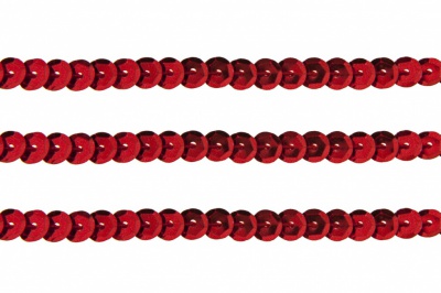 Пайетки "ОмТекс" на нитях, SILVER-BASE, 6 мм С / упак.73+/-1м, цв. 3 - красный - купить в Севастополе. Цена: 468.37 руб.