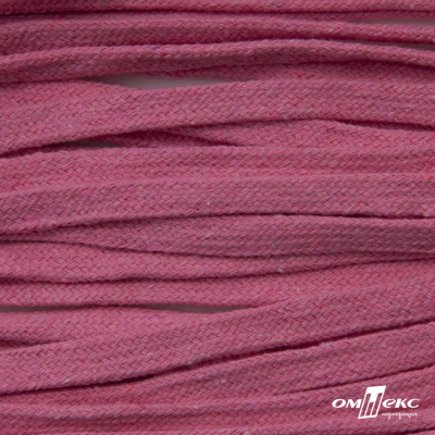 Шнур плетеный d-8 мм плоский, 70% хлопок 30% полиэстер, уп.85+/-1 м, цв.1029-розовый - купить в Севастополе. Цена: 735 руб.