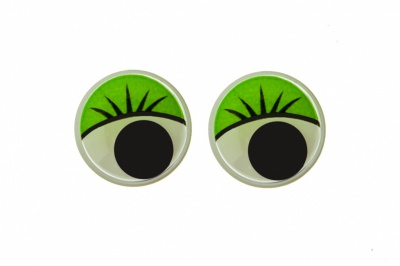 Глазки для игрушек, круглые, с бегающими зрачками, 15 мм/упак.50+/-2 шт, цв. -зеленый - купить в Севастополе. Цена: 113.01 руб.