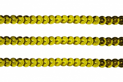 Пайетки "ОмТекс" на нитях, SILVER-BASE, 6 мм С / упак.73+/-1м, цв. 7 - св.золото - купить в Севастополе. Цена: 468.37 руб.