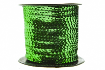 Пайетки "ОмТекс" на нитях, SILVER-BASE, 6 мм С / упак.73+/-1м, цв. 4 - зеленый - купить в Севастополе. Цена: 484.77 руб.