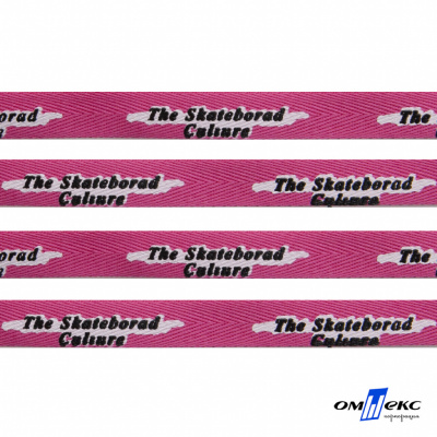 Тесьма отделочная (киперная) 10 мм, 100% хлопок,"THE SKATEBOARD CULIURE"(45 м) цв.121-26 -яр.розовый - купить в Севастополе. Цена: 850.62 руб.