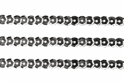 Пайетки "ОмТекс" на нитях, SILVER-BASE, 6 мм С / упак.73+/-1м, цв. 1 - серебро - купить в Севастополе. Цена: 468.37 руб.