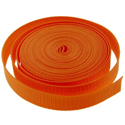 Стропа текстильная, шир. 25 мм (в нам. 50+/-1 ярд), цвет оранжевый - купить в Севастополе. Цена: 409.94 руб.